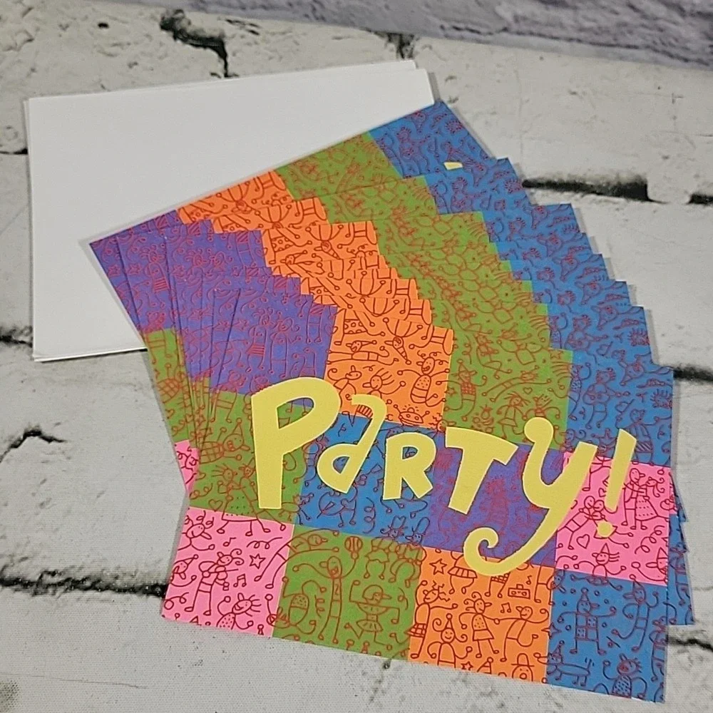 Hallmark Party Invitations Lot Of 16 Colorful Cards With Envelopes